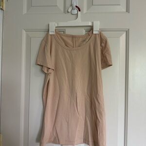 Tahari Tan Fitted Short Sleeve T-Shirt